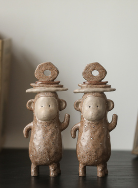 猴子书档创意树脂博古架摆件