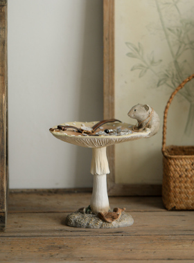 蘑菇喂鸟器钥匙收纳入户玄关摆件