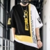 Xu hướng thời trang đường phố hip-hop hè cá tính nam tay lửng nam ngắn tay áo thun mùa hè phiên bản Hàn Quốc thời trang đẹp trai từ bi - Áo phông ngắn