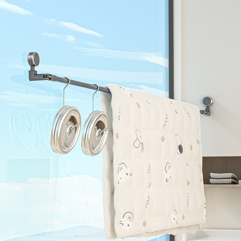 吸盘晾衣杆伸缩晾衣架家用阳台晒被子神器免打孔晒衣杆飘窗室内外,淘宝优惠券,粉丝福利购,淘宝优惠卷
