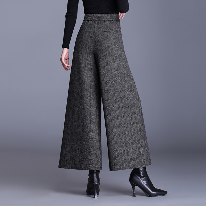 高腰毛呢阔腿裤秋冬2021新款休闲裤 麦卡莎休闲裤