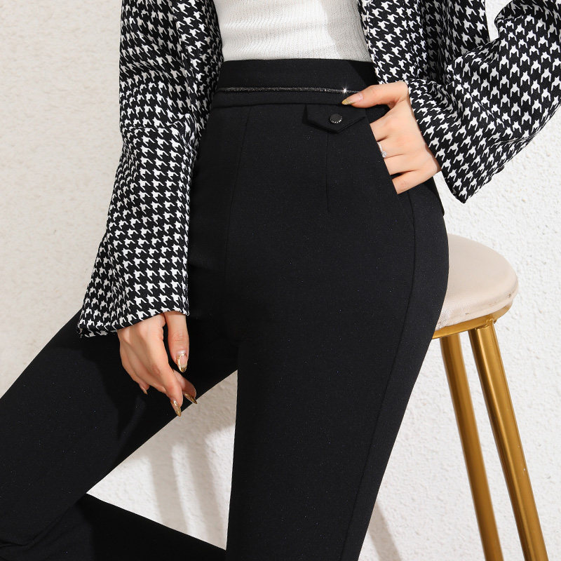 亮片微喇裤子秋冬修身2021新款女裤 麦卡莎休闲裤