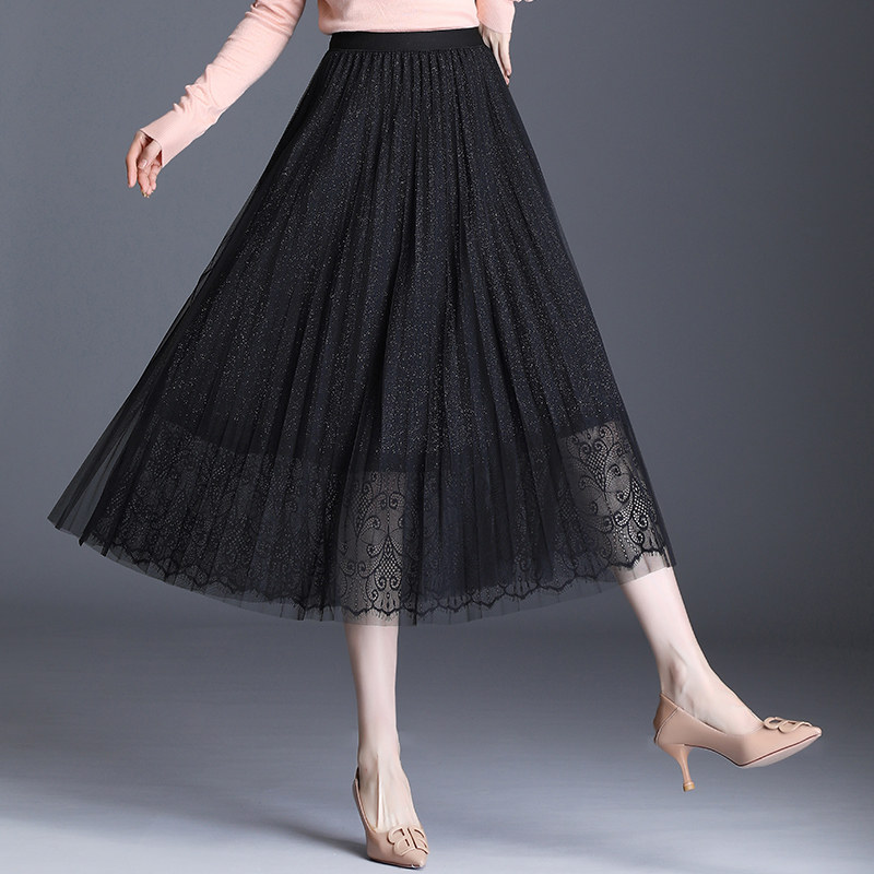 blingbling纱裙春夏高腰网纱半身裙 麦卡莎半身裙