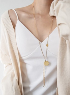 不褪色毛衣链项链双层设计女