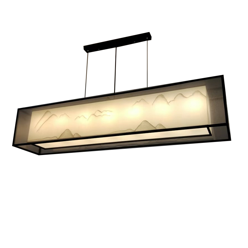 定做新中式餐厅吊灯 羊皮手绘长方形客厅灯简约家装酒店工程灯饰,淘宝优惠券,粉丝福利购,淘宝优惠卷