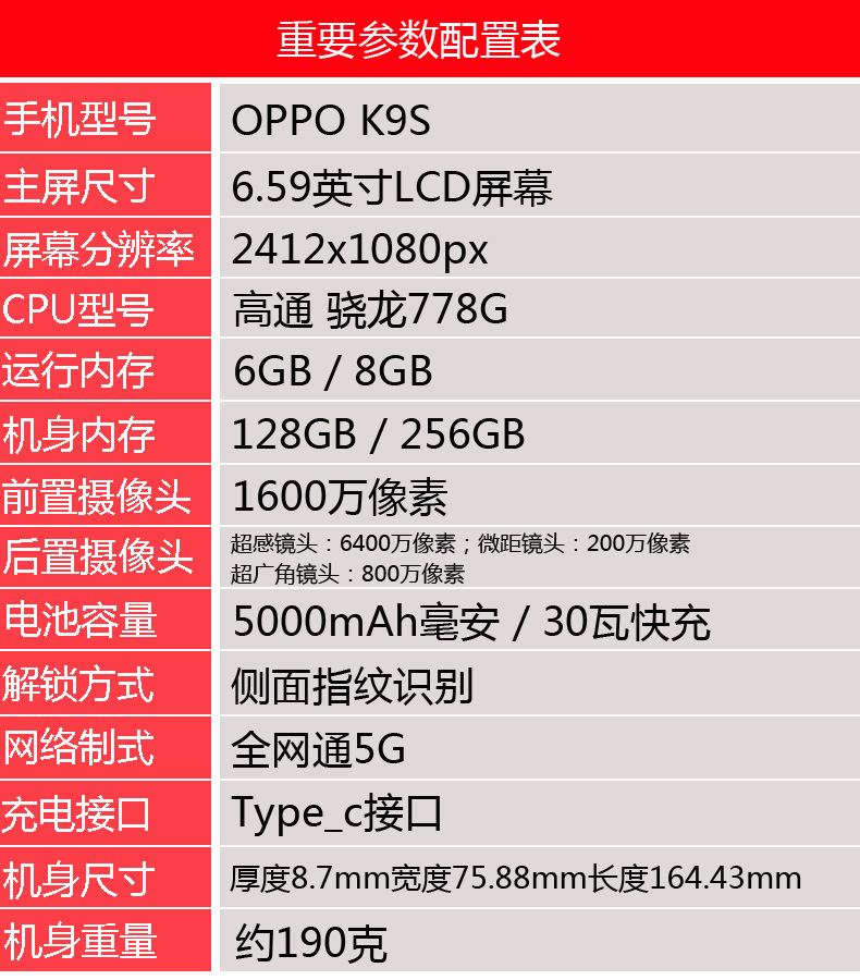 OPPO K9S骁龙778G 120Hz电竞屏超长续航30瓦快充新品5G智能手机-图0