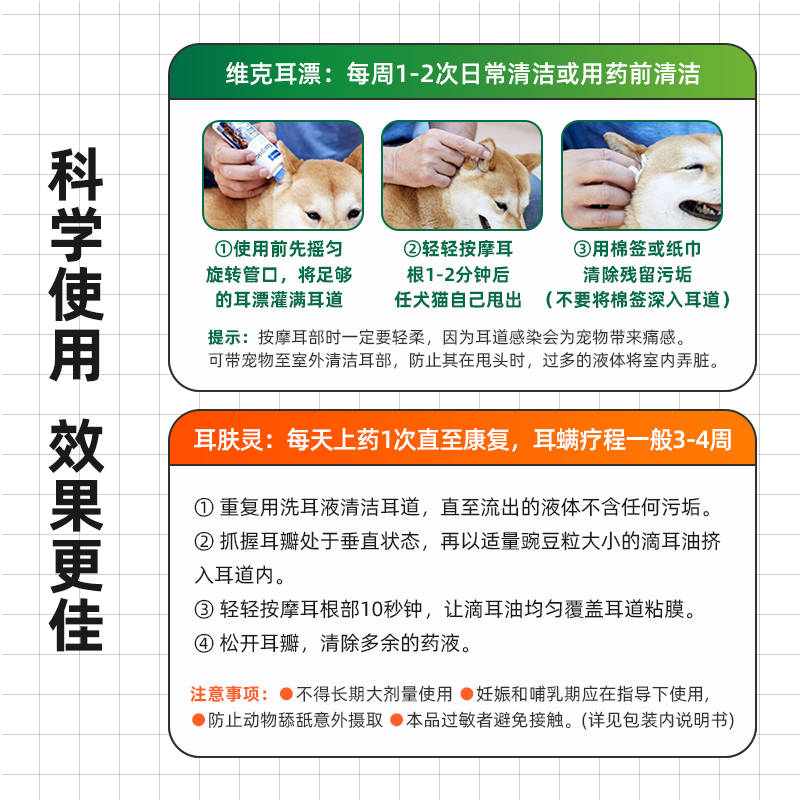 法国维克耳漂60ml猫咪滴耳液宠物洗耳液耳螨猫用狗狗耳朵清洁用品 - 图2