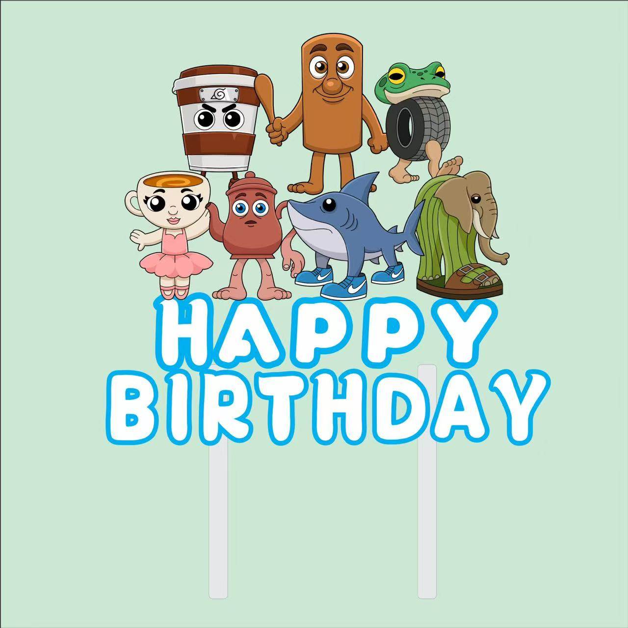 网红山海经蛋糕装饰插牌卡通木头人甜品台装扮插件布丁推推乐贴纸,淘宝优惠券,粉丝福利购,淘宝优惠卷