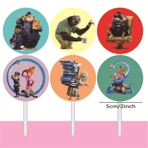 疯狂动物城生日派对蛋糕装饰插件儿童生日甜品插牌布丁推推乐贴纸 - 图1
