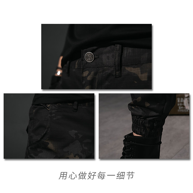 束脚工装裤男修身多口袋防水溅裤 海行休闲裤