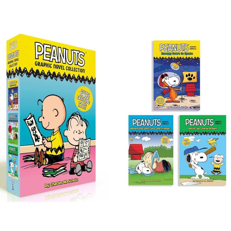 桥梁漫画 史努比的故事 Peanuts Graphic Novel Collection Boxed Set 图画图像小说 幽默漫画故事 英文原版读物 大音 - 图0