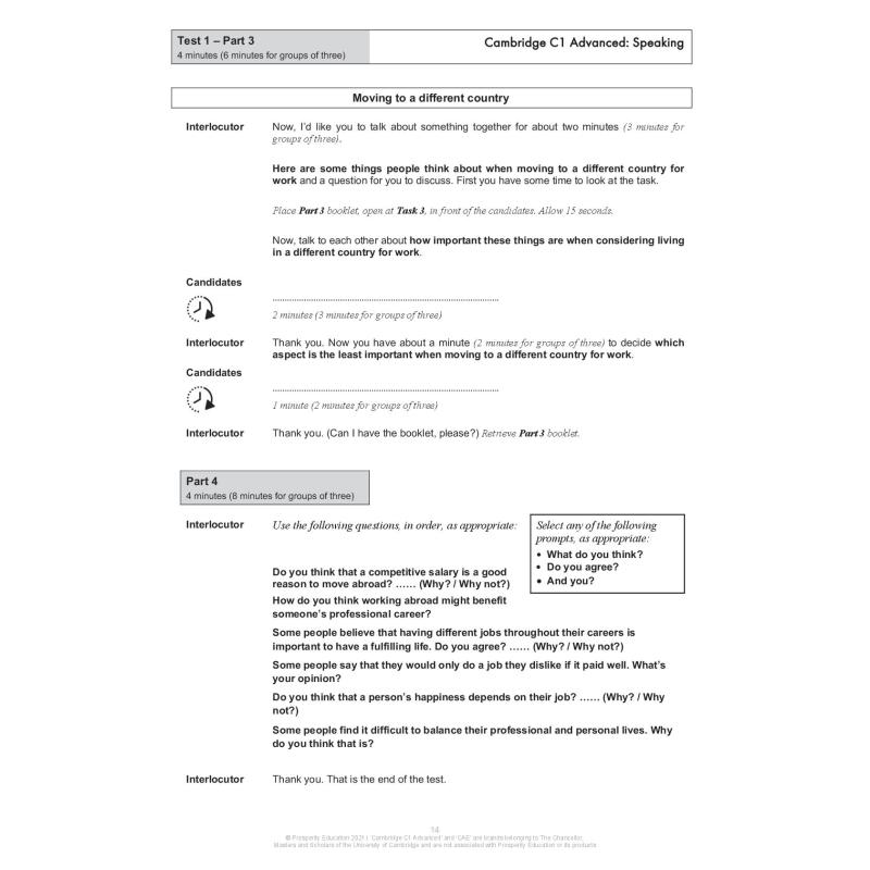 Prosperity 剑桥考试 B1 to C2 PET CAE FCE CPE Speaking Listening Writing Tests 口语 写作 模拟练习测试 英文原版 Cambridge - 图2