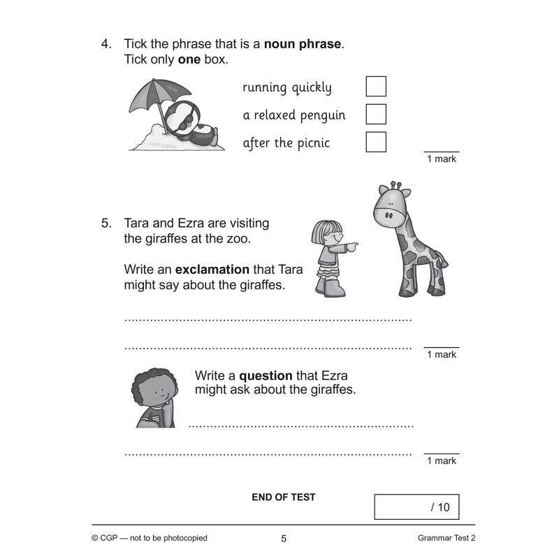 英国原版CGP教辅 新的 KS1 英语10分钟测试 语法标点和拼写 第2年New KS1 English 10-Minute Tests Grammar Year 2 大音