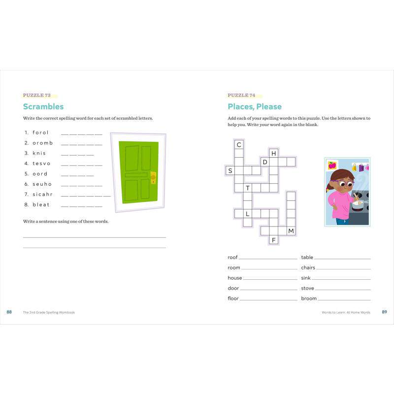 英文原版小学二年级单词拼写练习册 The 2nd Grade Spelling Workbook 提高英语拼写技能 游戏谜题书 进口教辅 大音