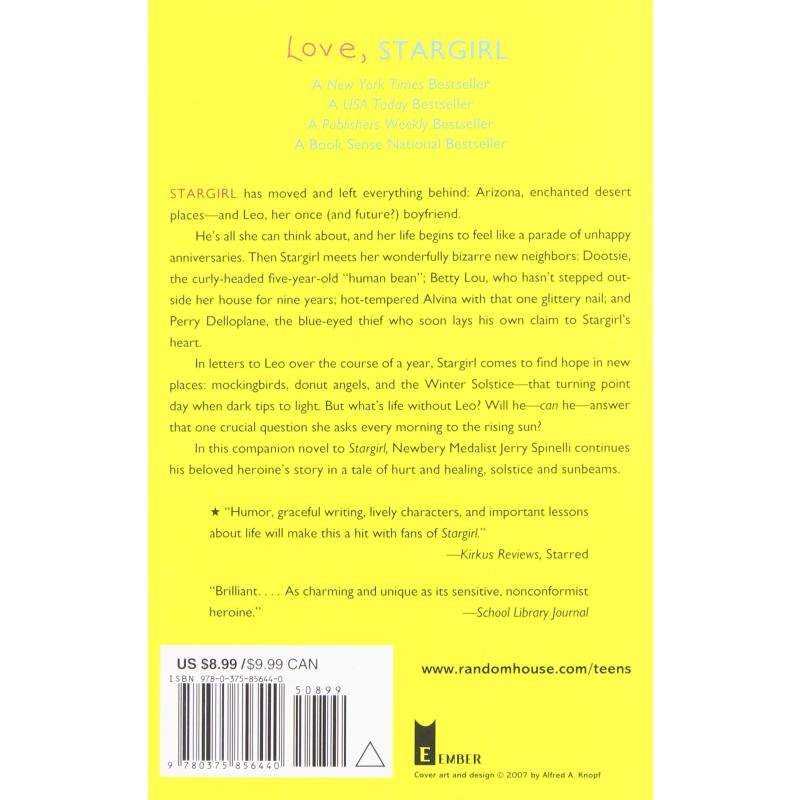 星星女孩续篇 爱 纽伯瑞奖作家作品 Love Stargirl 小初文学 纽伯瑞 蓝思值610L 英文原版 7-12岁Jerry Spinelli 大音