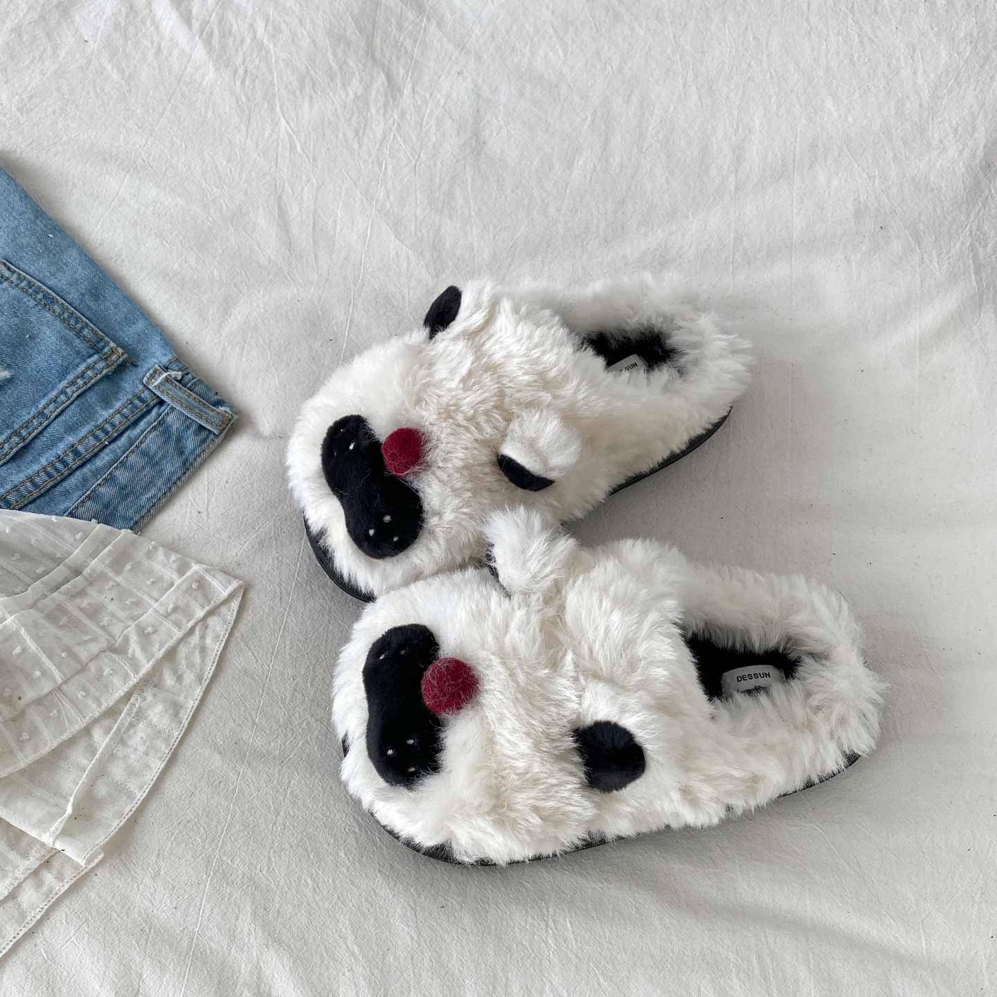 喜叔 灰色可爱卡通毛绒棉拖鞋女外穿秋冬季保暖室内防滑毛毛拖鞋 - 图3