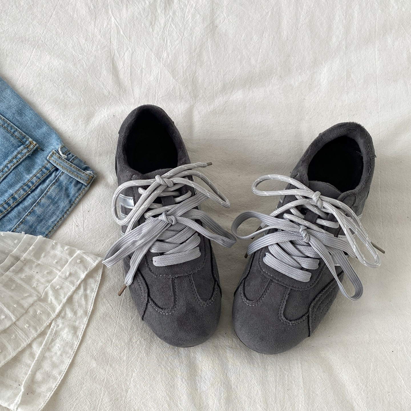 喜叔小众灰色加绒德训鞋女冬季保暖二棉鞋复古休闲运动板鞋阿甘鞋,淘宝优惠券,粉丝福利购,淘宝优惠卷