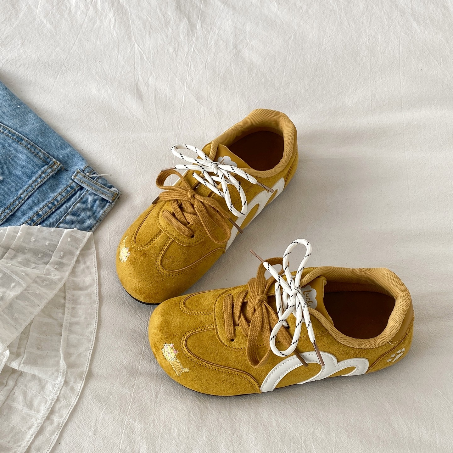 喜叔 ins复古平底德训鞋女款2025新款秋季休闲运动板鞋软底阿甘鞋,淘宝优惠券,粉丝福利购,淘宝优惠卷