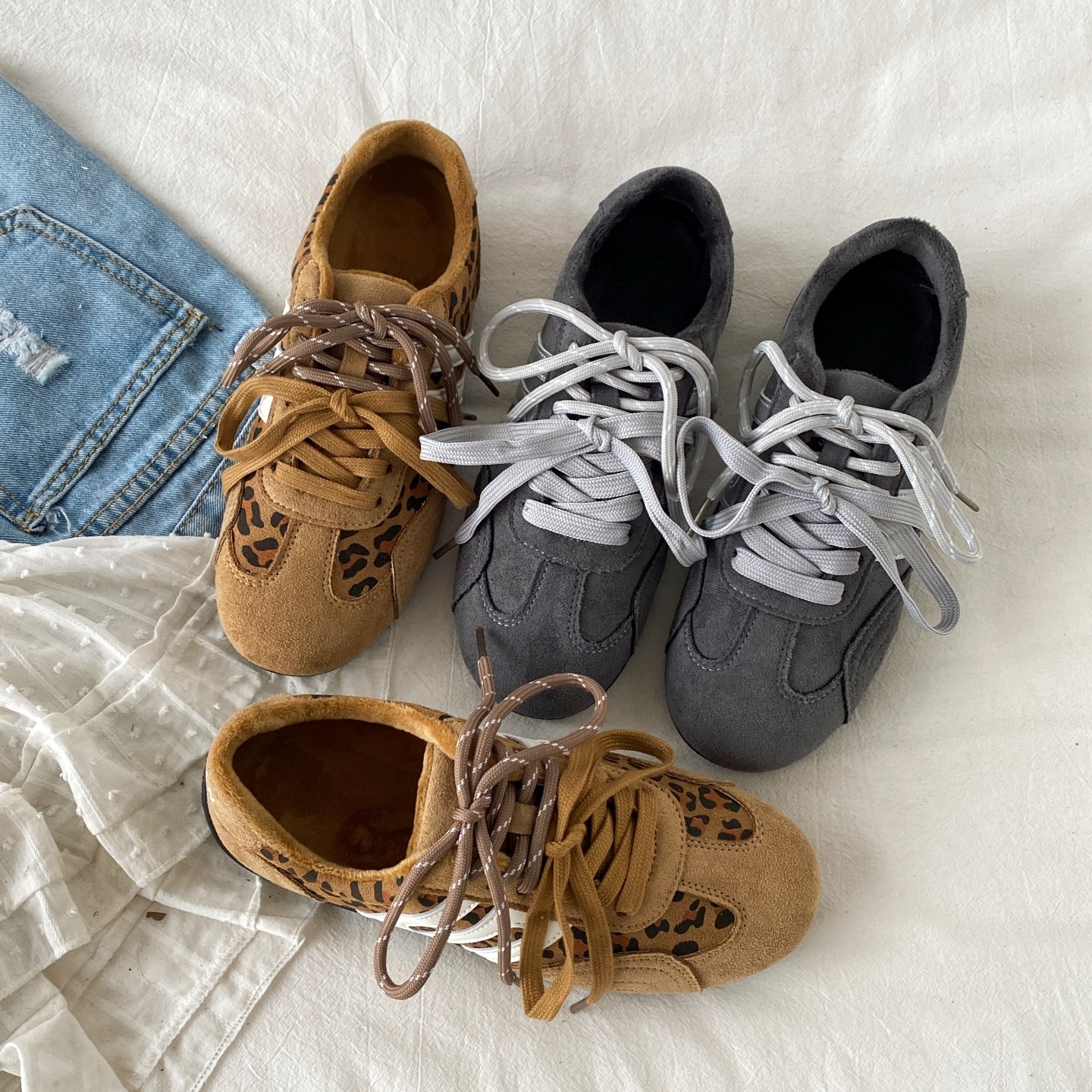 喜叔小众灰色加绒德训鞋女冬季保暖二棉鞋复古休闲运动板鞋阿甘鞋,淘宝优惠券,粉丝福利购,淘宝优惠卷