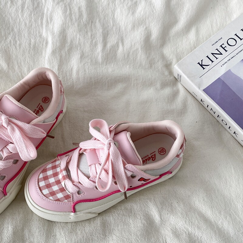 喜叔 可爱粉色KT猫板鞋女2025春季新款厚底面包鞋休闲百搭小白鞋,淘宝优惠券,粉丝福利购,淘宝优惠卷