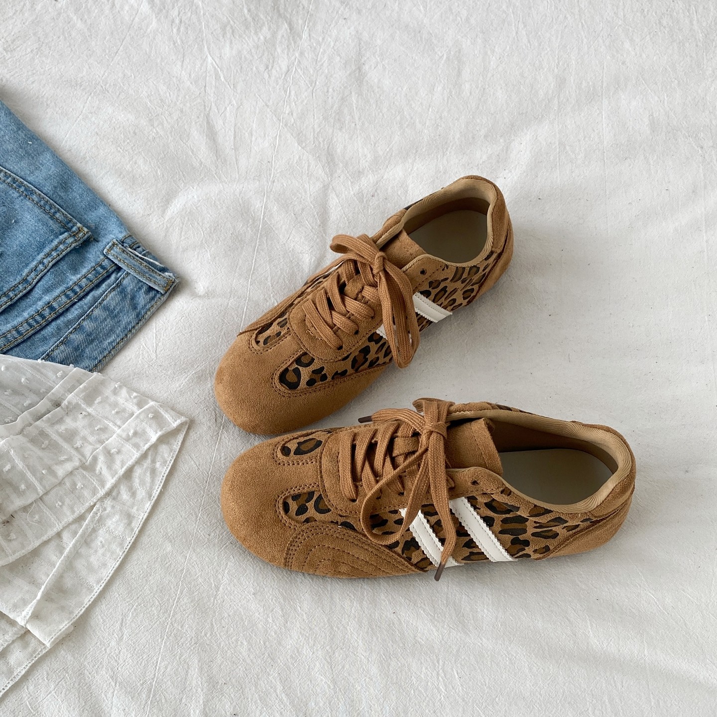 喜叔 棕色复古德训鞋女2026春季新款平底阿甘板鞋系带休闲运动鞋,淘宝优惠券,粉丝福利购,淘宝优惠卷