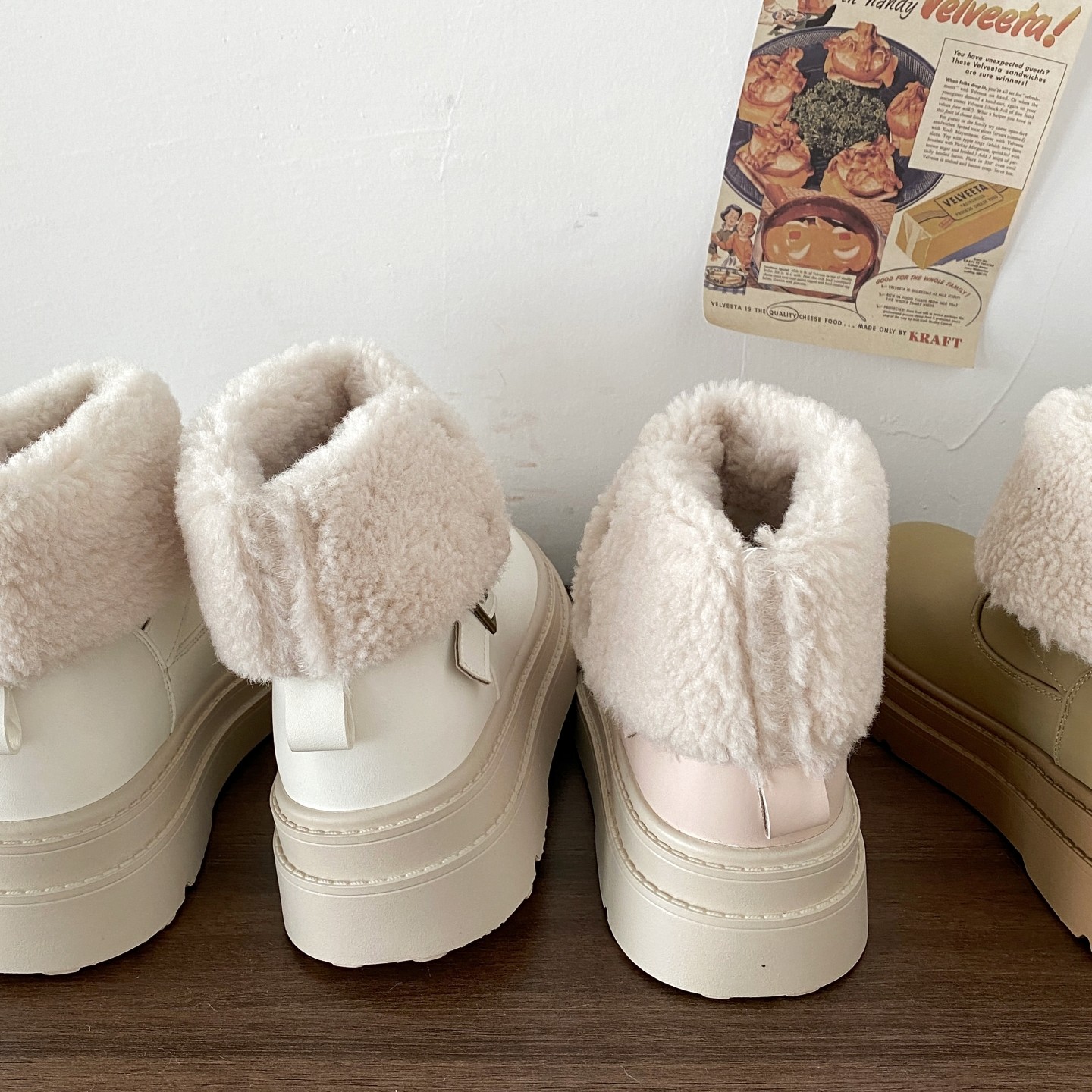 喜叔两穿厚底粉色雪地靴女款冬季保暖加绒短靴外穿防水皮面棉靴子,淘宝优惠券,粉丝福利购,淘宝优惠卷