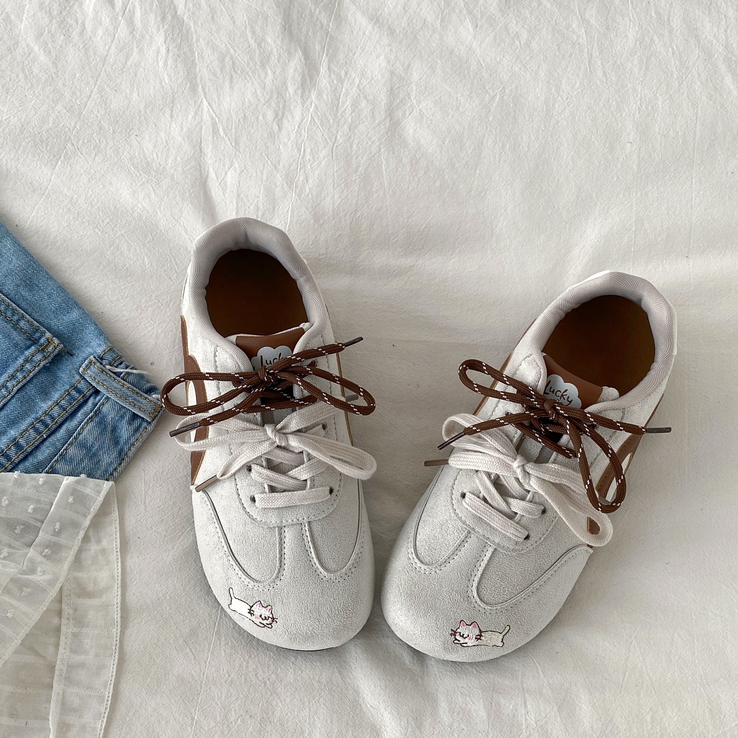 喜叔 ins复古平底德训鞋女款2025新款秋季休闲运动板鞋软底阿甘鞋,淘宝优惠券,粉丝福利购,淘宝优惠卷