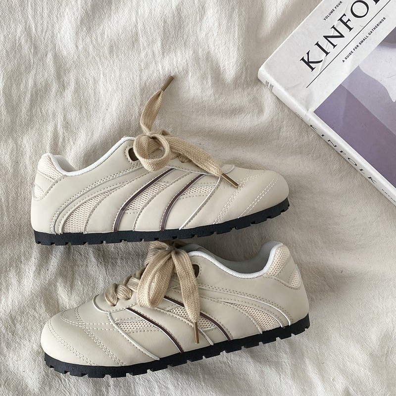 喜叔 奶茶色圆头泡芙德训鞋女2024秋季新款百搭板鞋子休闲丑萌鞋,淘宝优惠券,粉丝福利购,淘宝优惠卷