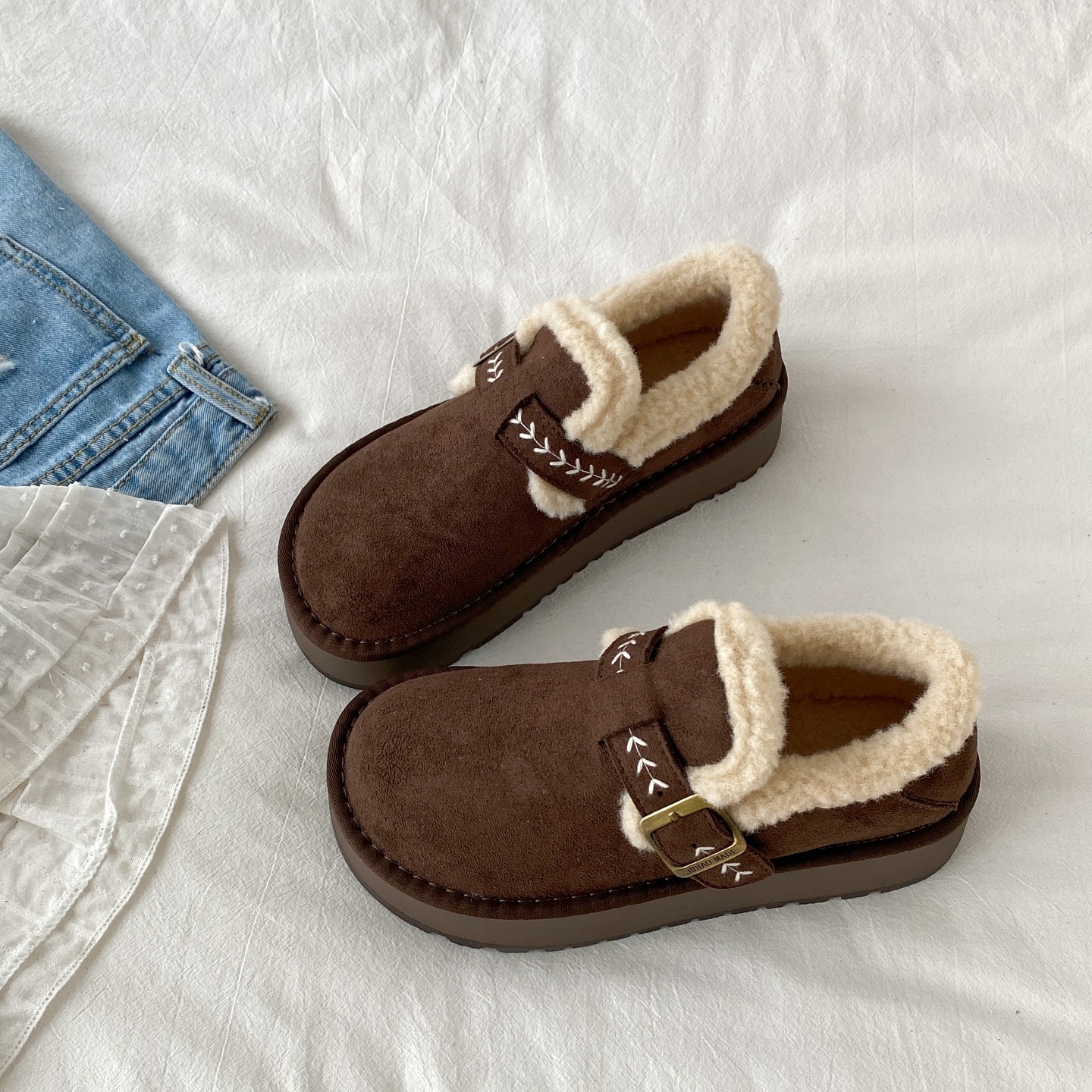 喜叔复古厚底全包加绒勃肯棉鞋女款冬季保暖加厚雪地靴博肯毛毛鞋,淘宝优惠券,粉丝福利购,淘宝优惠卷