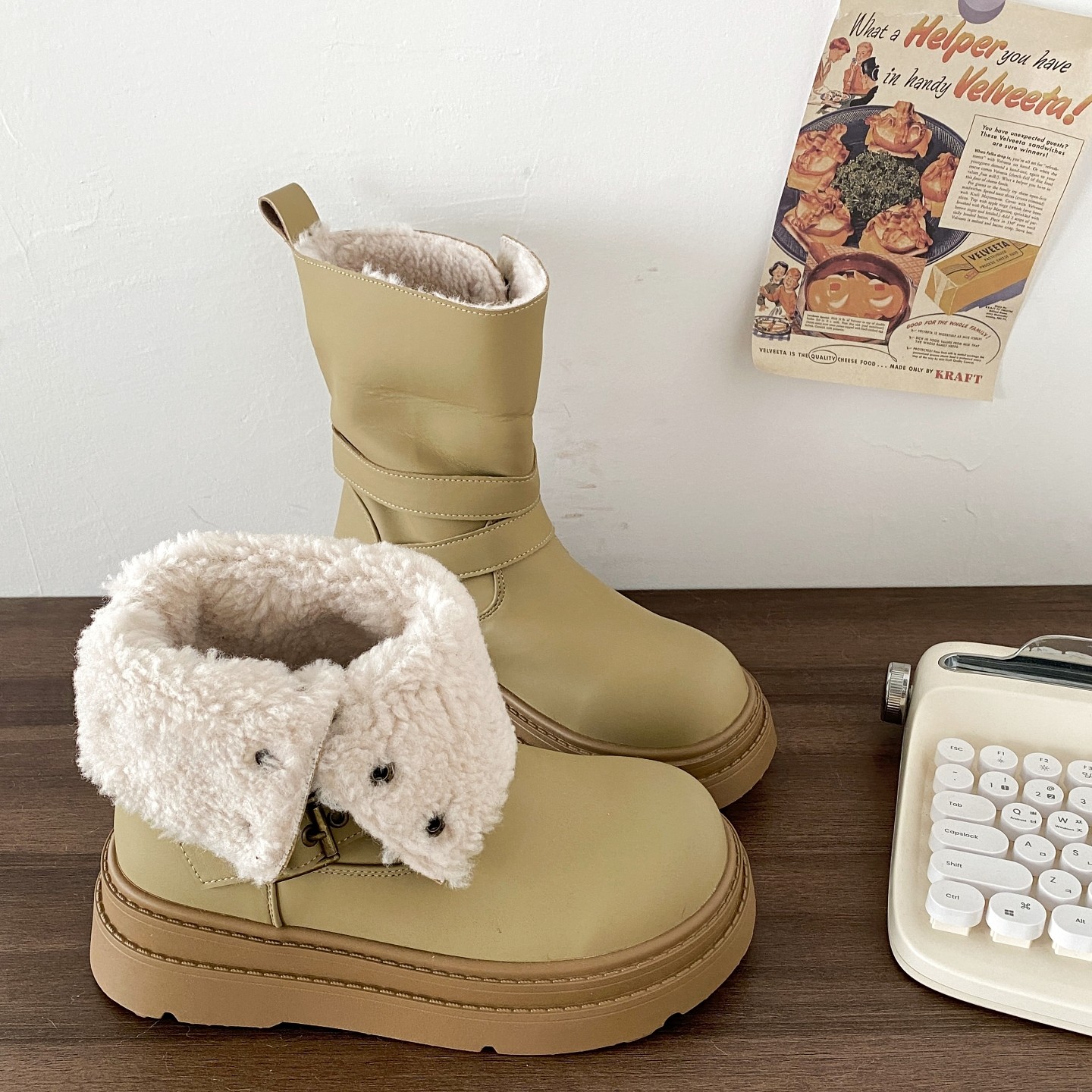 喜叔两穿厚底粉色雪地靴女款冬季保暖加绒短靴外穿防水皮面棉靴子,淘宝优惠券,粉丝福利购,淘宝优惠卷