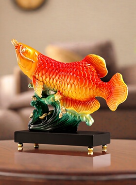 创意新中式招财金龙鱼玄关装饰摆件家居饰品客厅电视柜酒柜摆设礼