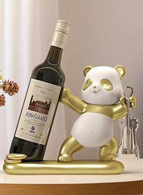 创意熊猫红酒架客厅玄关摆件