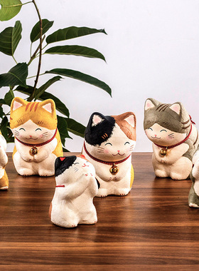 京都龙虎作 日本和纸祈愿鞠躬猫咪 创意车载摆件可爱兔礼物 Rzx