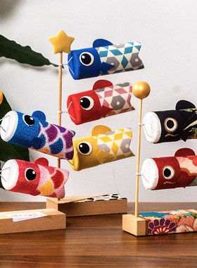 龙虎作手工绢布鲤鱼旗