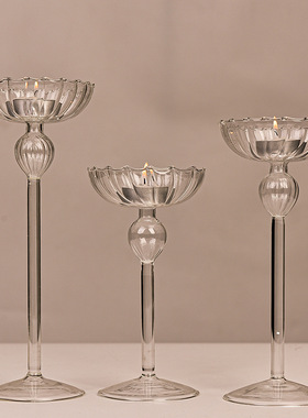 SHPIN MX欧式高脚条纹烛台家居装饰摆件婚庆用品浪漫烛光晚餐烛台