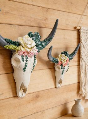 彩色动物头骨墙壁装饰挂