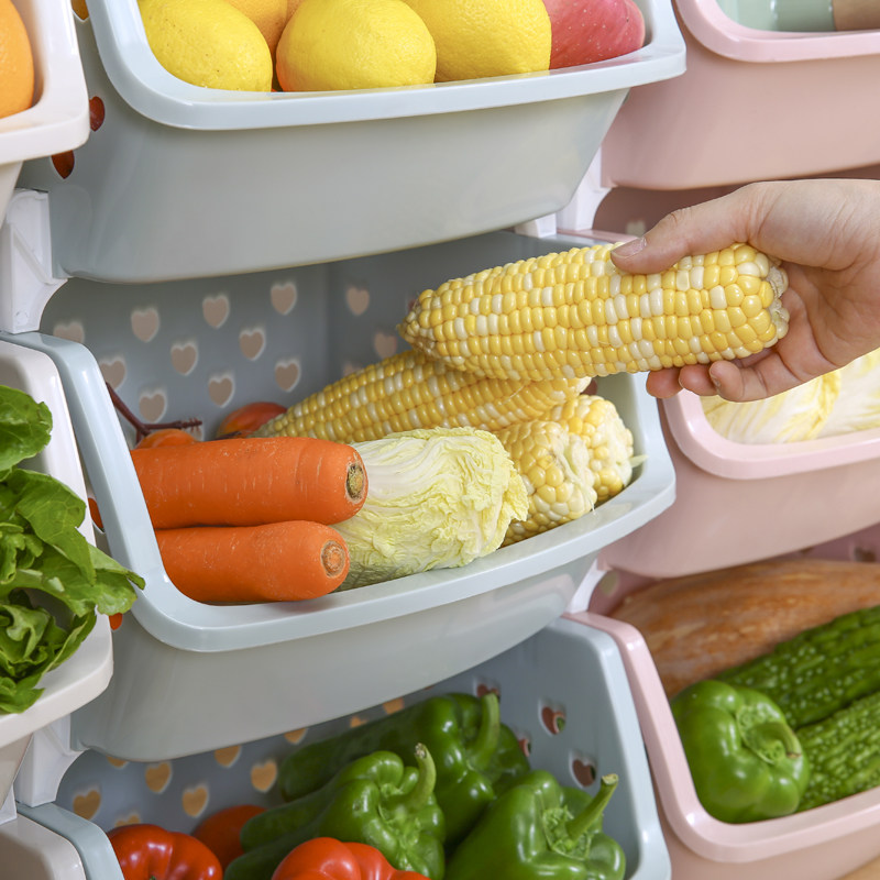 厨房果蔬篮可叠加置物架儿童玩具整理架多层落地式蔬菜篮子收纳筐,淘宝优惠券,粉丝福利购,淘宝优惠卷