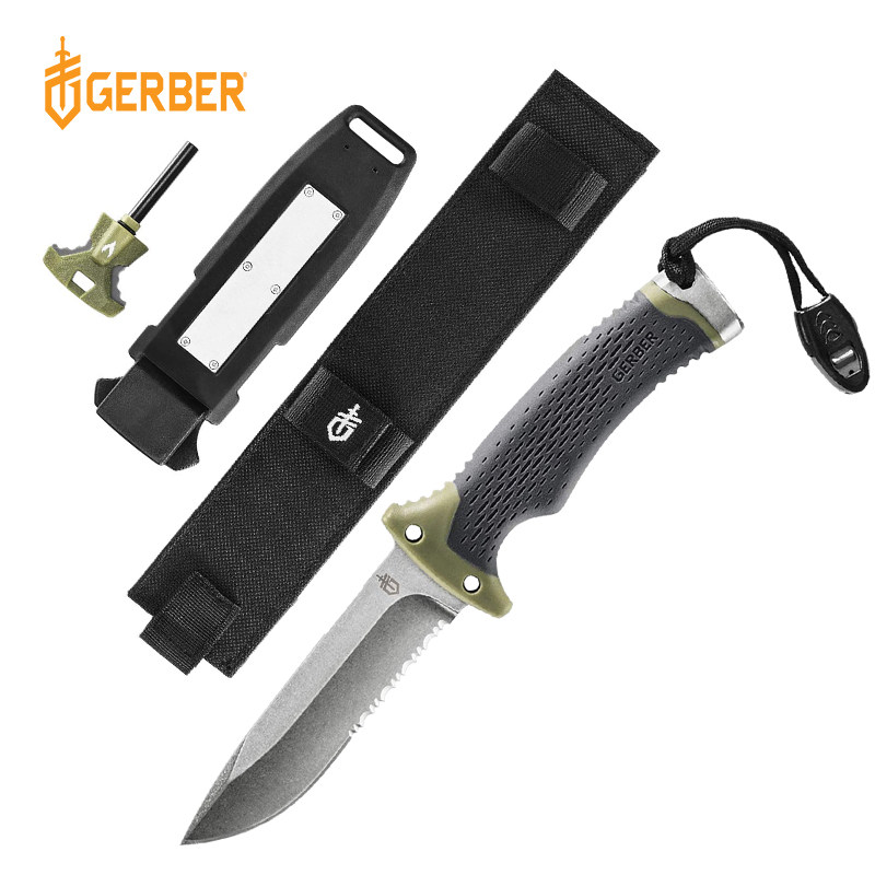 美国GERBER戈博野外求生户外生存刀战术刀带打火棒快速磨刀器口哨,淘宝优惠券,粉丝福利购,淘宝优惠卷