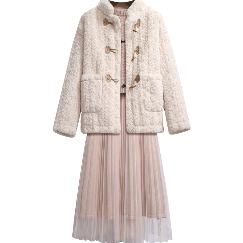 初黎旗舰店马甲连衣裙两件套女秋冬季年新款小个子打底针织毛衣裙中长款3