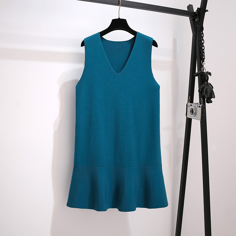 初黎旗舰店v领连衣裙法式背心针织秋装年新款女御姐气质轻熟风两件套装2