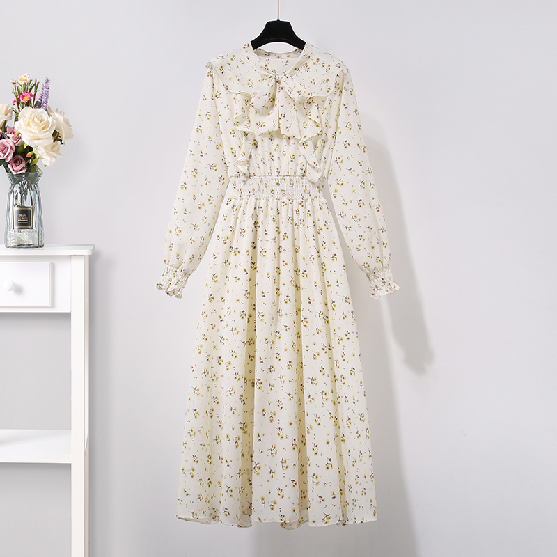 初黎旗舰店2022年早春季女装新款西装裙子两件套法式中长款雪纺碎花连衣裙仙2