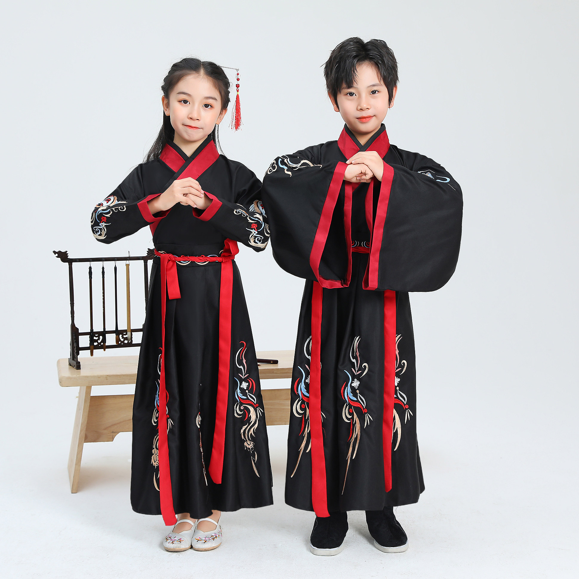 童服儿汉国古服女童学装襦裙小学生男童中国风小书童经演出服