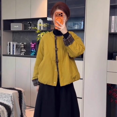 小个子夹棉加厚外套女短款秋冬2025新款韩系复古撞色宽松百搭棉衣 - 图3