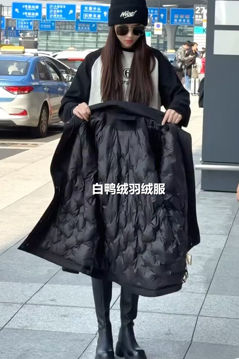 白鸭绒羽绒服女收腰冬季2023新款韩版宽松加厚小个子冲锋衣外套