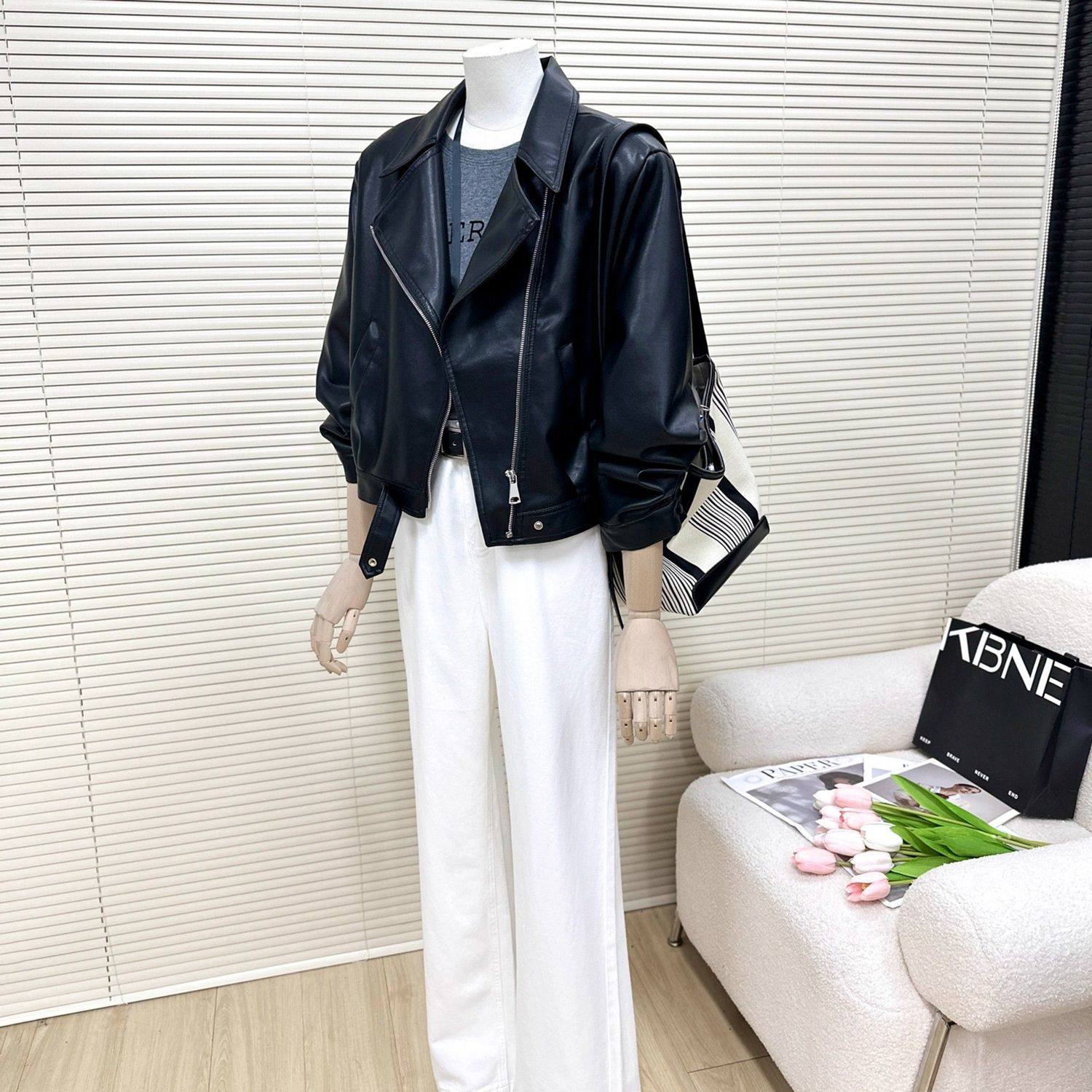 海宁小皮衣外套女2025秋冬新款时尚气质宽松休闲短款机车风皮夹克,淘宝优惠券,粉丝福利购,淘宝优惠卷