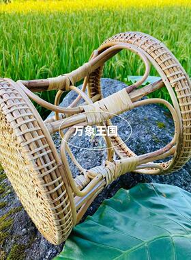 藤编花架手工凳子云南藤编编织