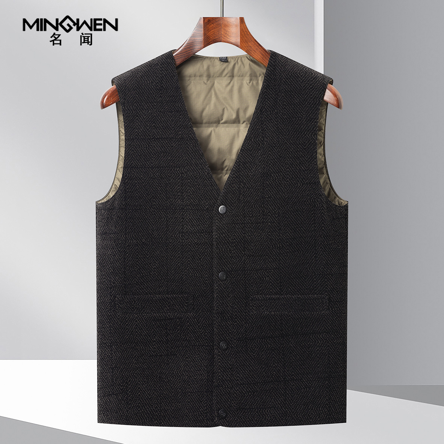 v领白鹅绒羽绒马甲男冬季轻薄内穿保暖背心中老年爸爸装坎肩外套,淘宝优惠券,粉丝福利购,淘宝优惠卷