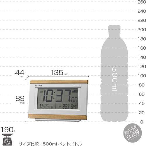 日本代购闹钟电波数字温度湿度日历薄茶 - 图2