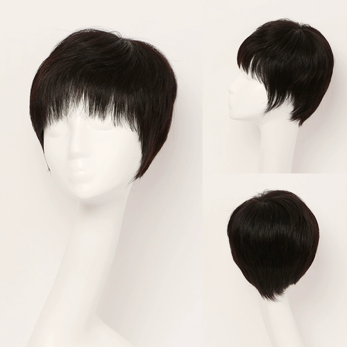 私元气 Парик, пряди волос изготовленные из настоящих волос для матери для пожилых людей, прямые волосы, для среднего возраста