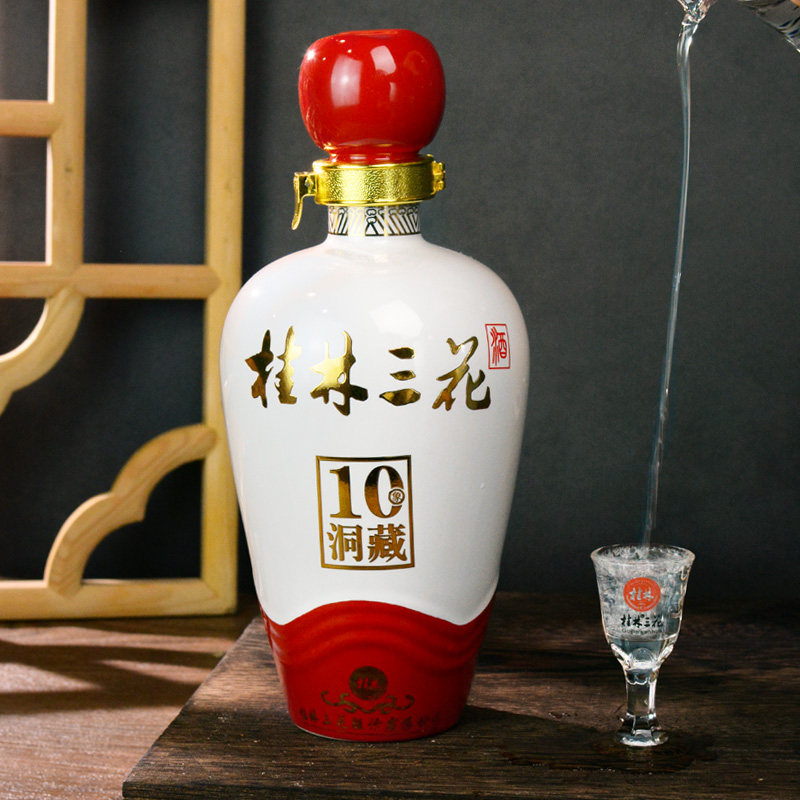 桂林三花酒象鼻山洞藏52度500ml礼盒10年高度米香型酿造白酒广西_虎窝淘